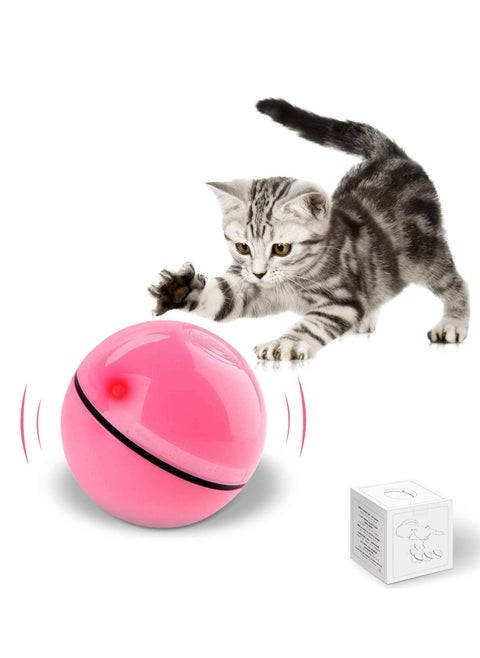 Smart Interactive Cat Ball Toys USB Rechargeable Automatic Rotating Led Light Peppy Pet Balls Rolling Stimulate Hunting Instinct Kitten Funny Chaser for Indoors Cats(Pink)