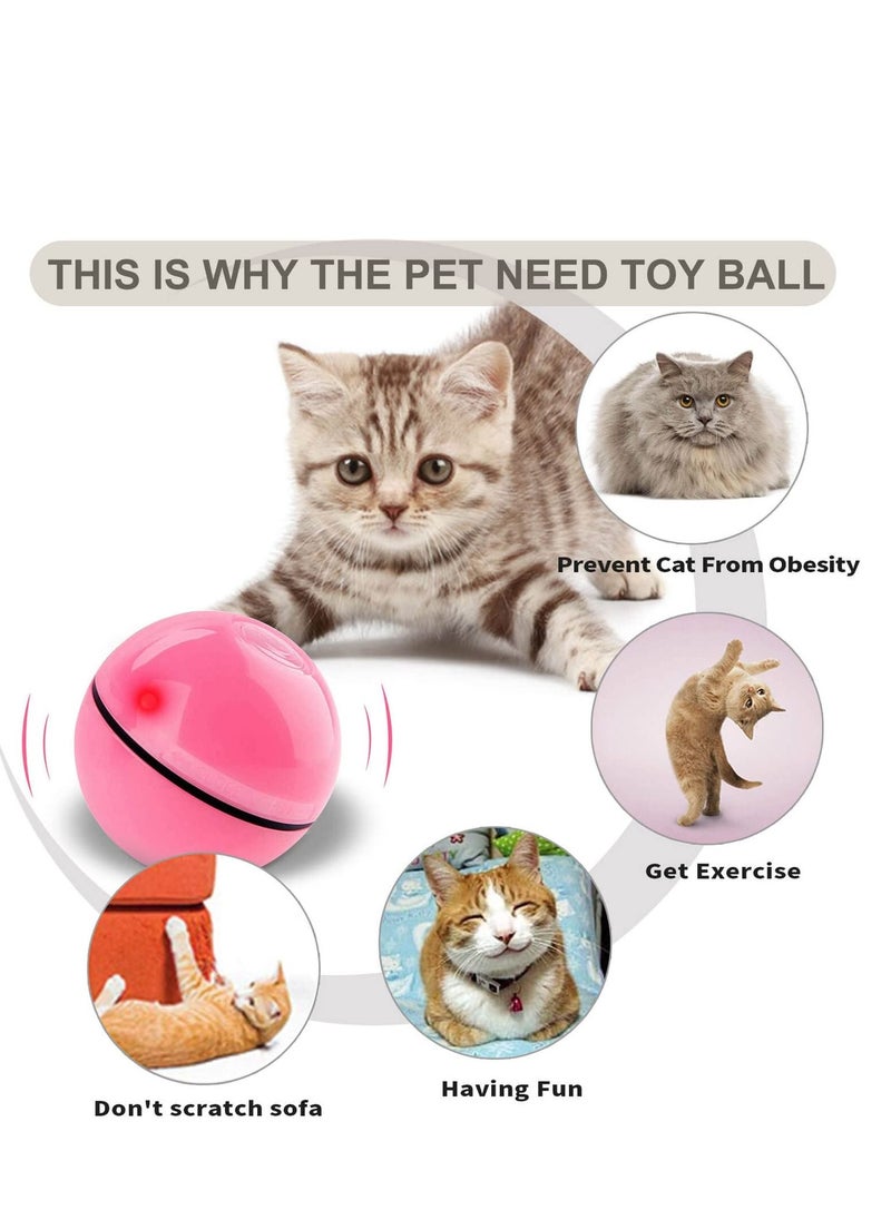 SYOSI - Smart Interactive Cat Ball Toys USB Rechargeable Automatic Rotating Led Light Peppy Pet Balls Rolling Stimulate Hunting Instinct Kitten Funny Chaser for Indoors Cats(Pink) - Image 1