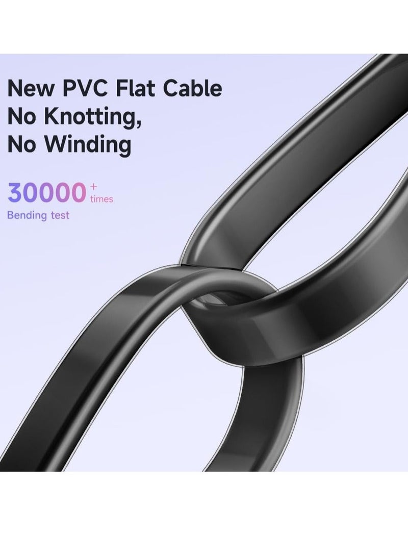 كابتن تيك Cable Lightning Fast Charger Flat Wire 90 Degree Right Angle Elbow for iPhone 14 13 12 11 Pro Pro Max Xs Max X XS XR 8 8Plus 7 7Plus iPod iPad No Knotting Support Data Transfer Black 6ft - Image 3