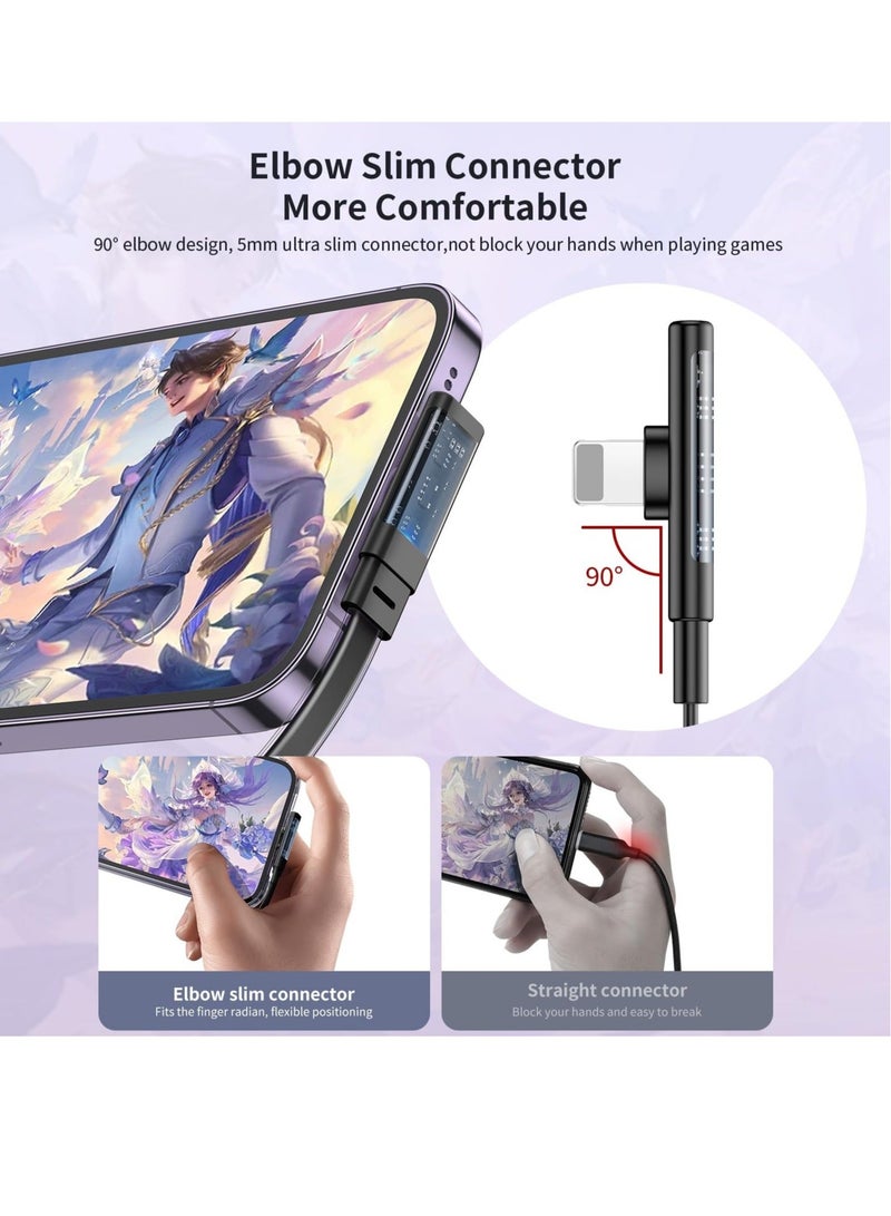 كابتن تيك Cable Lightning Fast Charger Flat Wire 90 Degree Right Angle Elbow for iPhone 14 13 12 11 Pro Pro Max Xs Max X XS XR 8 8Plus 7 7Plus iPod iPad No Knotting Support Data Transfer Black 6ft - Image 4