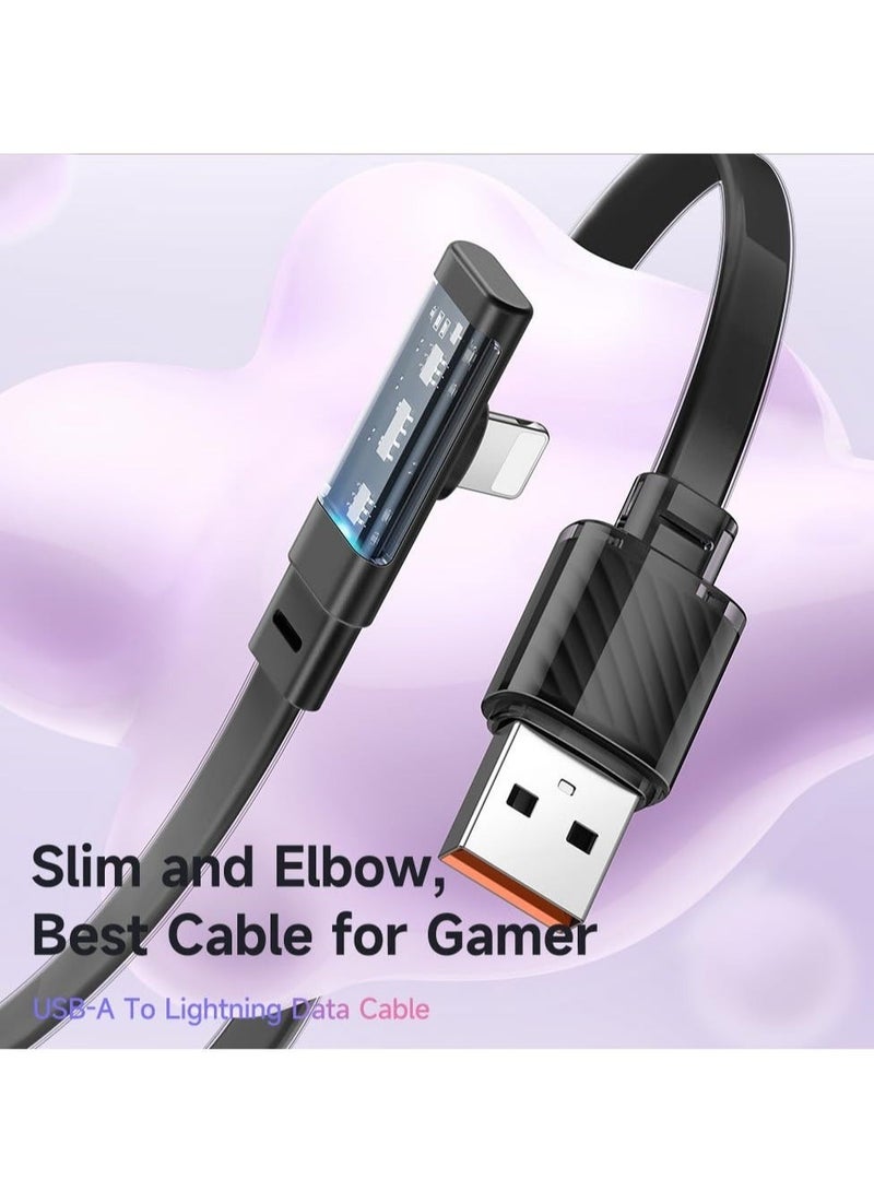 كابتن تيك Cable Lightning Fast Charger Flat Wire 90 Degree Right Angle Elbow for iPhone 14 13 12 11 Pro Pro Max Xs Max X XS XR 8 8Plus 7 7Plus iPod iPad No Knotting Support Data Transfer Black 6ft - Image 5