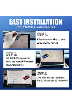 Excefore 2Pcs Silicone Protector Frames for Tesla Model 3 2017-2024 and Model Y Screen and Rear View Mirror Protection Central Control Display Protective Cover White  - Image 5