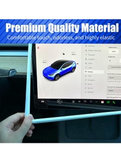 Excefore 2Pcs Silicone Protector Frames for Tesla Model 3 2017-2024 and Model Y Screen and Rear View Mirror Protection Central Control Display Protective Cover White  - Image 2