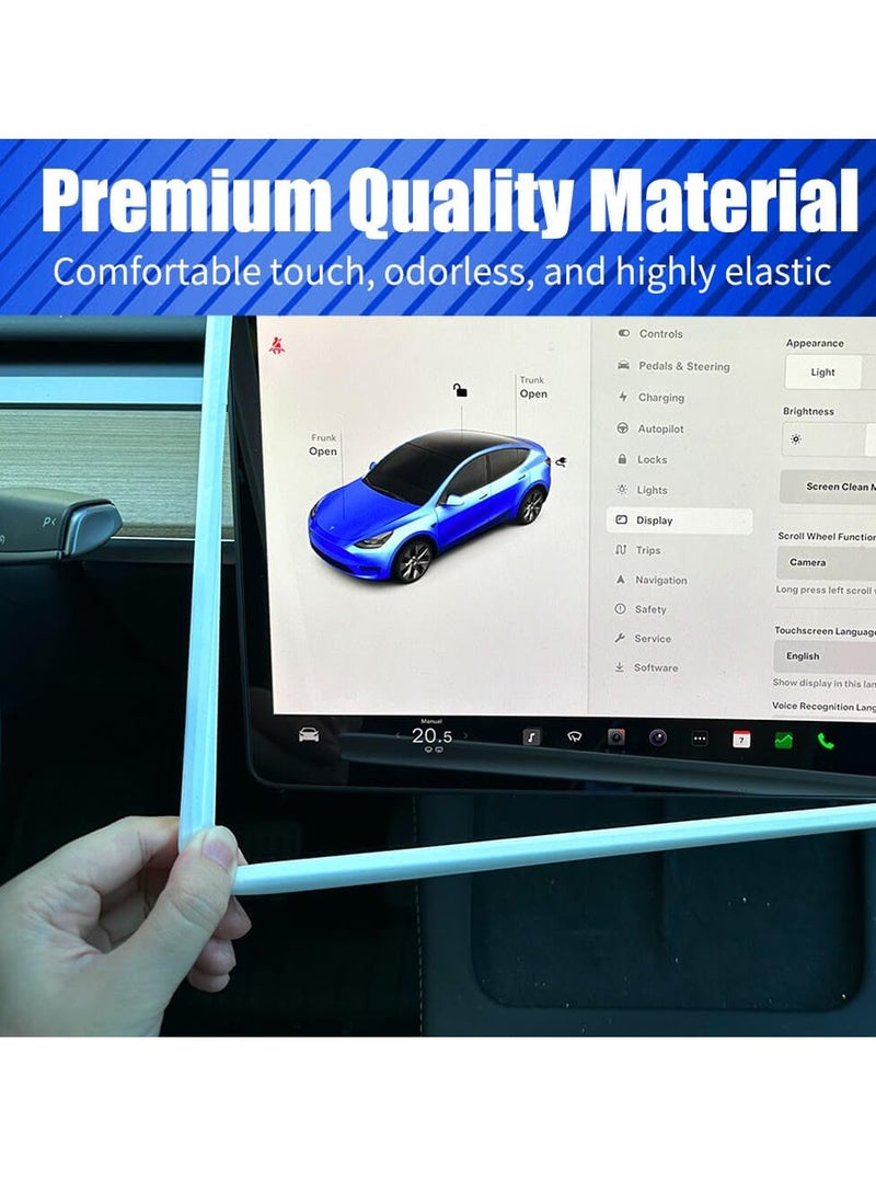 Excefore - 2Pcs Silicone Protector Frames for Tesla Model 3 2017-2024 and Model Y Screen and Rear View Mirror Protection Central Control Display Protective Cover White - Image 1