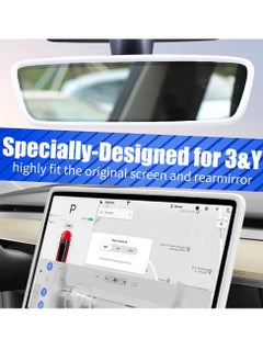 Excefore 2Pcs Silicone Protector Frames for Tesla Model 3 2017-2024 and Model Y Screen and Rear View Mirror Protection Central Control Display Protective Cover White  - Image 4