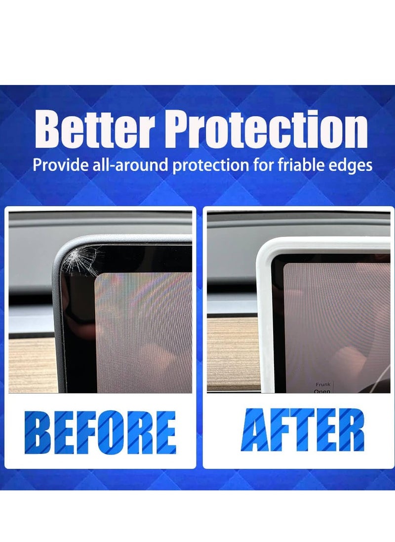 Excefore - 2Pcs Silicone Protector Frames for Tesla Model 3 2017-2024 and Model Y Screen and Rear View Mirror Protection Central Control Display Protective Cover White - Image 1
