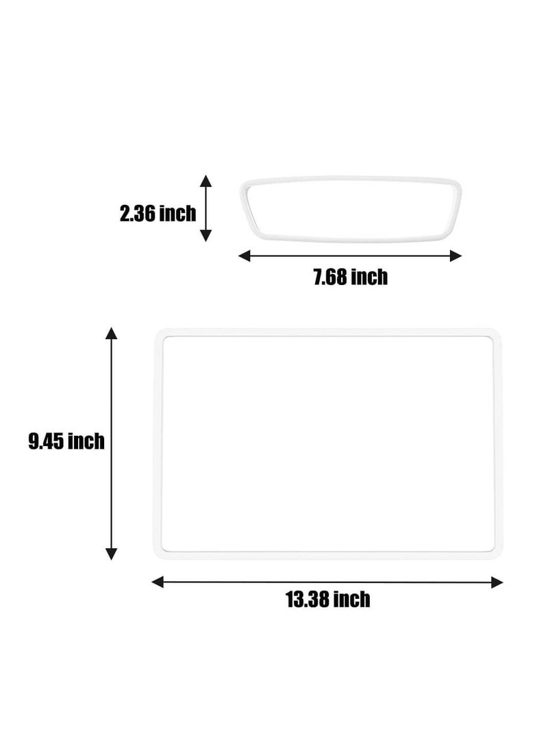 Excefore - 2Pcs Silicone Protector Frames for Tesla Model 3 2017-2024 and Model Y Screen and Rear View Mirror Protection Central Control Display Protective Cover White - Image 1