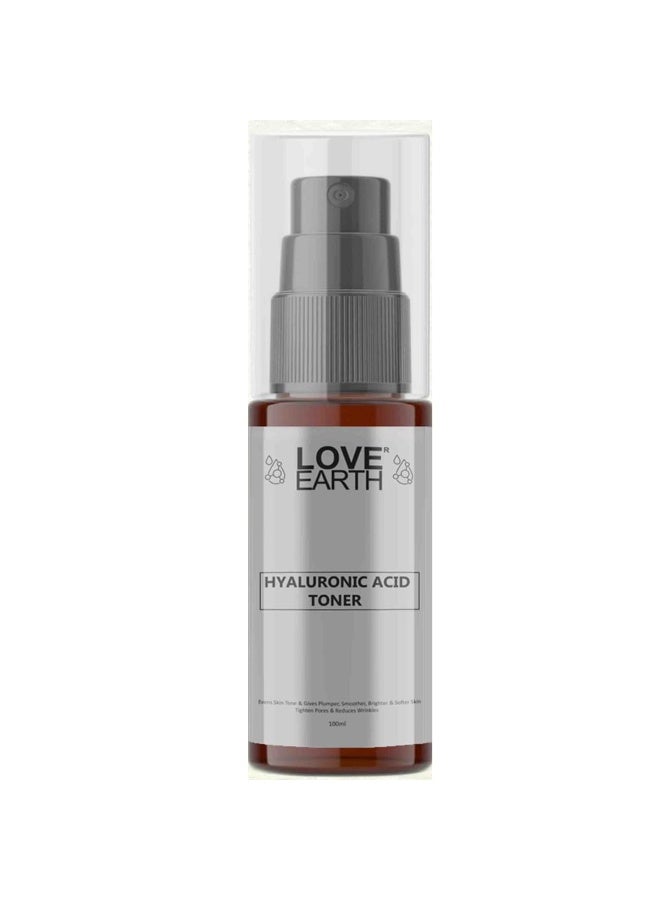 Love Earth Hyaluronic Acid Toner with Grape seed extract and Hyaluronic Acid for Wrinkle Free, Smooth and Glowing Skin 100ml - Image 1