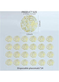 HOOKOR 24PCS Disposable Round Gold Placemats, 13 Disposable Paper Placemats for Dining Table, Mirrored Gold Place Mat for Kitchen Banquet Table Setting Wedding Birthday Dinner Party Decor (24PCS)  - Image 2