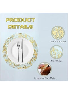 HOOKOR 24PCS Disposable Round Gold Placemats, 13 Disposable Paper Placemats for Dining Table, Mirrored Gold Place Mat for Kitchen Banquet Table Setting Wedding Birthday Dinner Party Decor (24PCS)  - Image 3