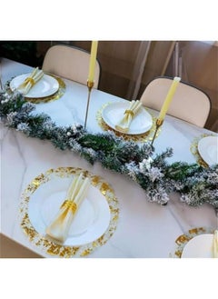 HOOKOR 24PCS Disposable Round Gold Placemats, 13 Disposable Paper Placemats for Dining Table, Mirrored Gold Place Mat for Kitchen Banquet Table Setting Wedding Birthday Dinner Party Decor (24PCS)  - Image 4