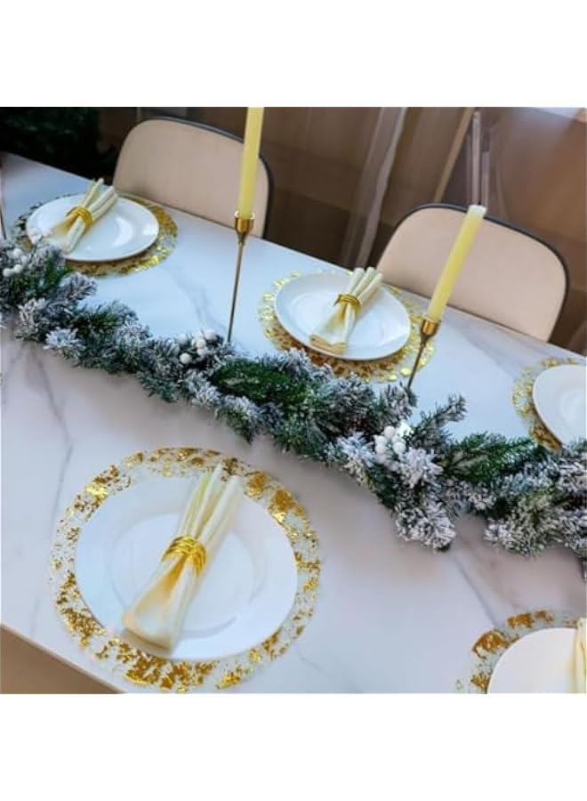 HOOKOR 24PCS Disposable Round Gold Placemats, 13 Disposable Paper Placemats for Dining Table, Mirrored Gold Place Mat for Kitchen Banquet Table Setting Wedding Birthday Dinner Party Decor (24PCS) - Image 4