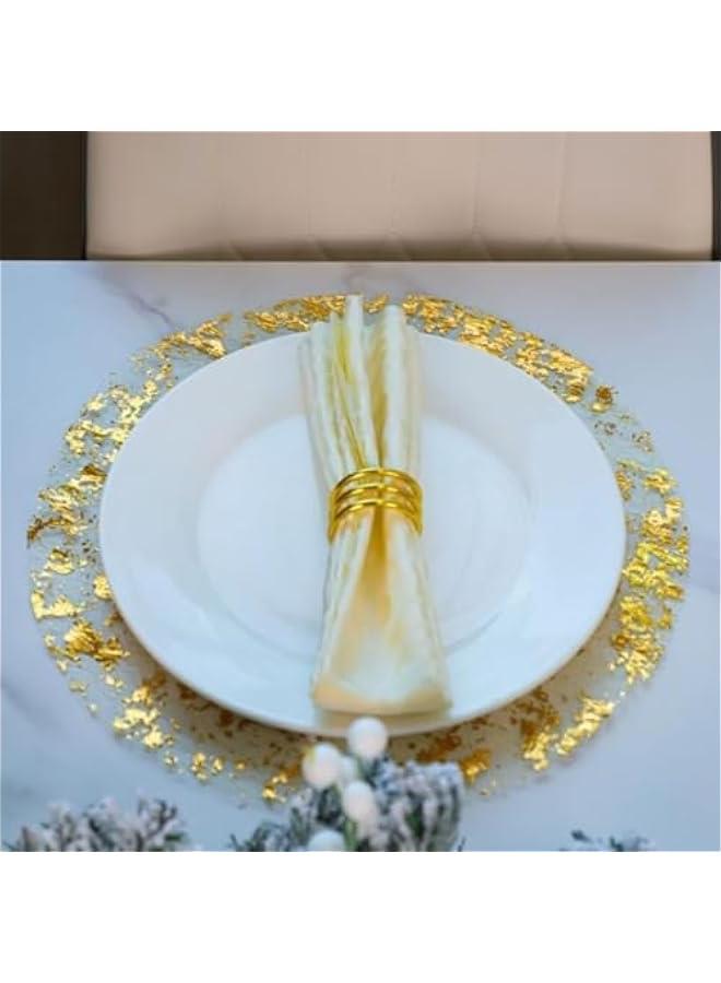 HOOKOR 24PCS Disposable Round Gold Placemats, 13 Disposable Paper Placemats for Dining Table, Mirrored Gold Place Mat for Kitchen Banquet Table Setting Wedding Birthday Dinner Party Decor (24PCS) - Image 5
