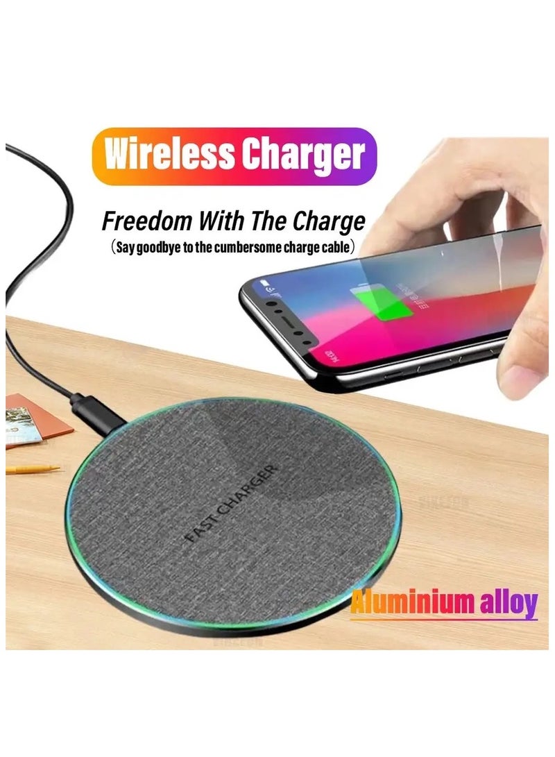 general Wireless Charger Fast Charging For Mobile Phones Silver  Color For iPhone 11 12  13  14  15  Promax  X  Samsung and Xiaomi - Image 1