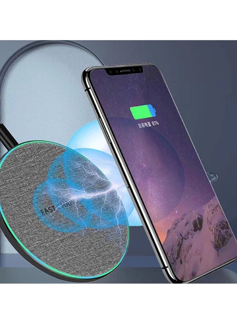 general Wireless Charger Fast Charging For Mobile Phones Silver  Color For iPhone 11 12  13  14  15  Promax  X  Samsung and Xiaomi - Image 4