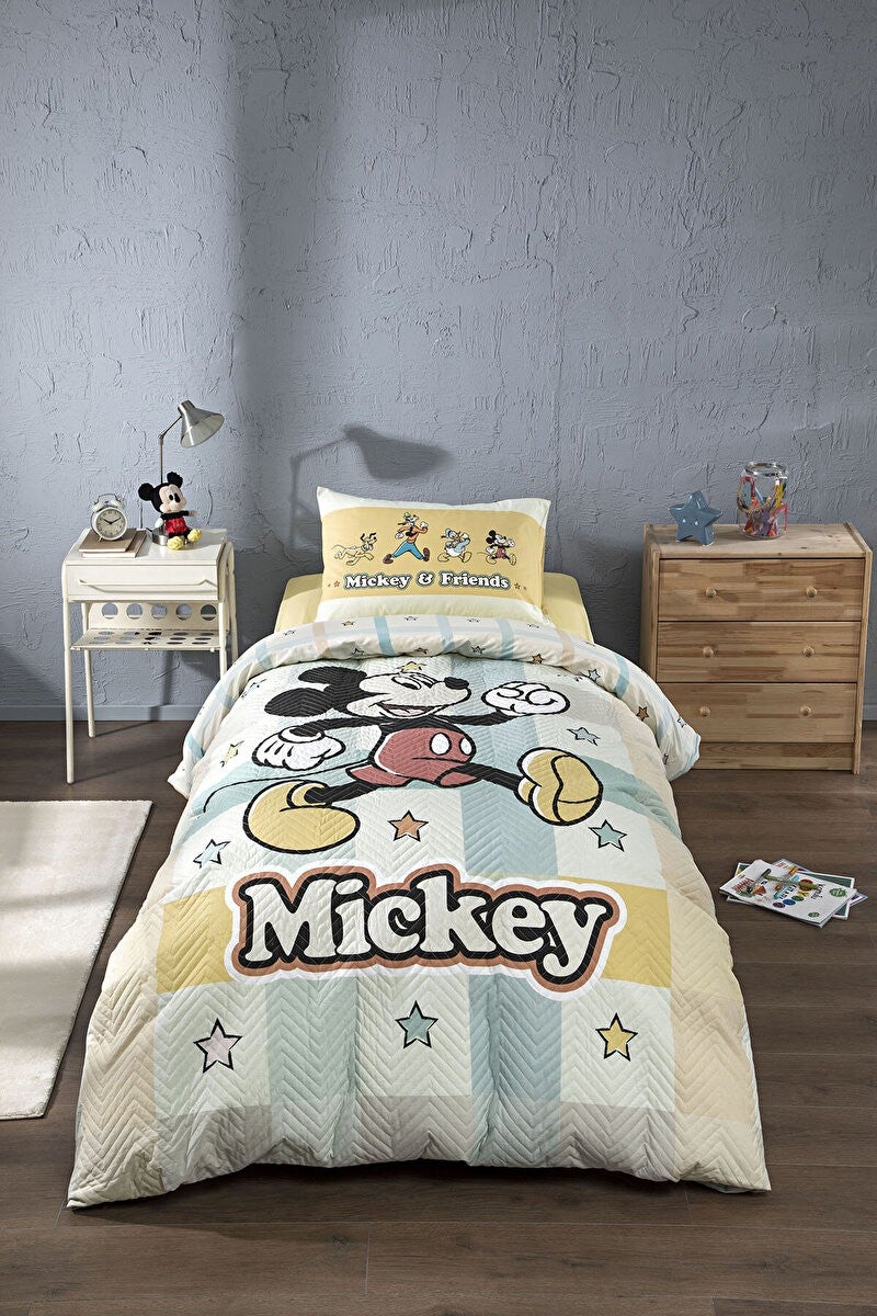 özdilek Mickey Mouse Star Single Disney Licensed Elastic Fitted Bed Sheet Quilted Children's Duvet Cover Set  - Image 2