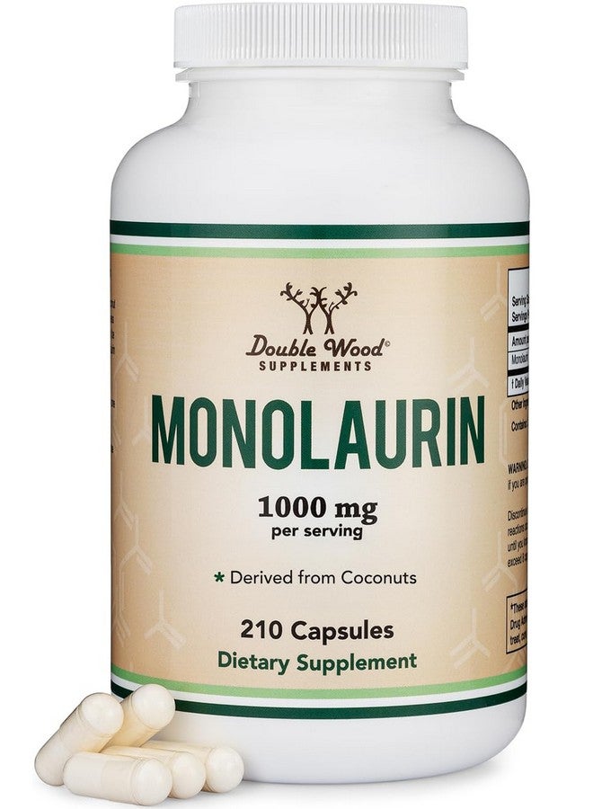 Double Wood Supplements مكمل دعم المناعة مونو لورين 1,000 ملغ لكل حصة، 210 كبسولة (آمن للنباتيين، غير معدل وراثيًا، خالي من الغلوتين) معزز للمناعة للبالغين، دفاع عن نظام المناعة من دابل وود - Image 1