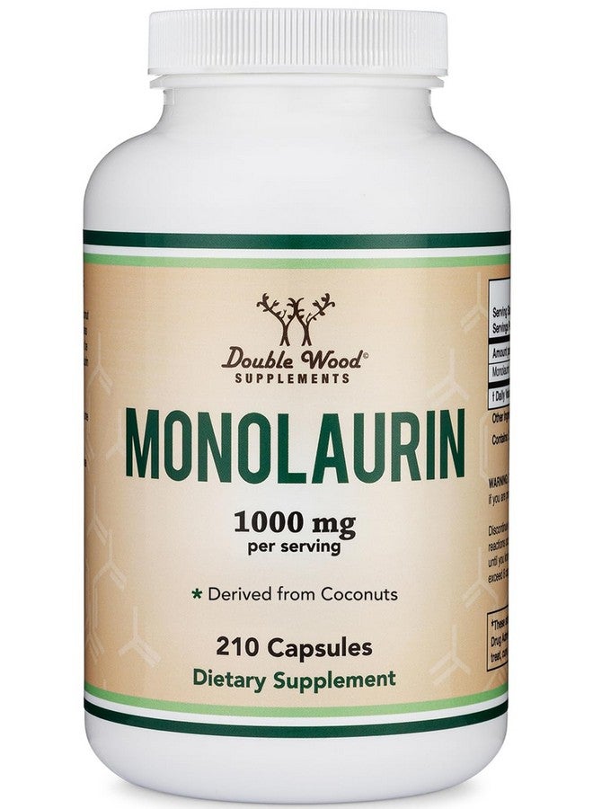 Double Wood Supplements مكمل دعم المناعة مونو لورين 1,000 ملغ لكل حصة، 210 كبسولة (آمن للنباتيين، غير معدل وراثيًا، خالي من الغلوتين) معزز للمناعة للبالغين، دفاع عن نظام المناعة من دابل وود - Image 4