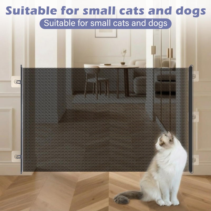 BrightRow Retractable Dog Gate No Drilling Screen Dog Mesh Gate for House Doorways Stairs Safety 30 x 70 Inches Large Pets Easy Install Anywhere Portable Adjustable with 5 Hanging Hooks Indoor(Black) - Image 3