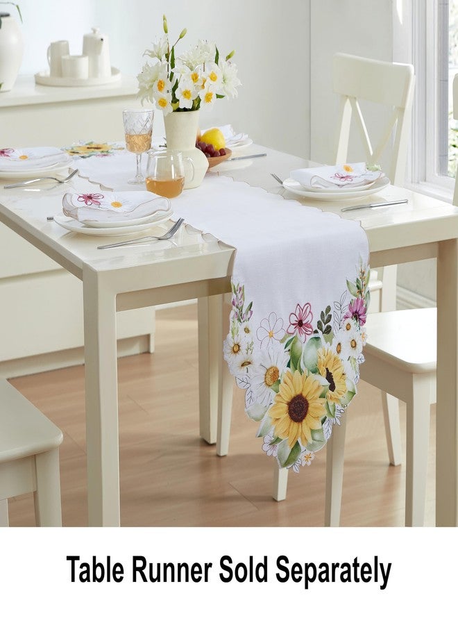 Newbridge Yellow Sunflowers and Daisies Embroidered Cutwork Fabric 70 Inch Long Table Runner, Wrinkle Free, Stain Resistant Fabric Table Runner for Indoor Outdoor Dining, Parties - Image 4