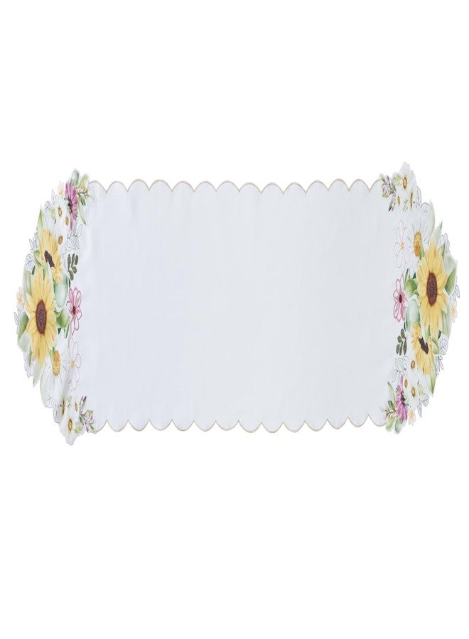Newbridge Yellow Sunflowers and Daisies Embroidered Cutwork Fabric 70 Inch Long Table Runner, Wrinkle Free, Stain Resistant Fabric Table Runner for Indoor Outdoor Dining, Parties - Image 5