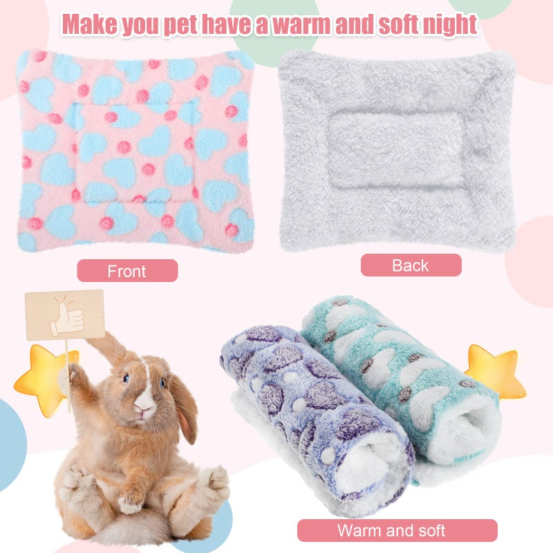 Jetec 3 Pcs Bunny Guinea Pig Beds Soft Bunny Mats Warm Guinea Pig Mat Small Animal Winter Bed Pads Fleece Sleeping Pads for Indoor Rabbit Hamster Squirrel Hedgehog Chinchilla Ferret(Heart) - Image 4