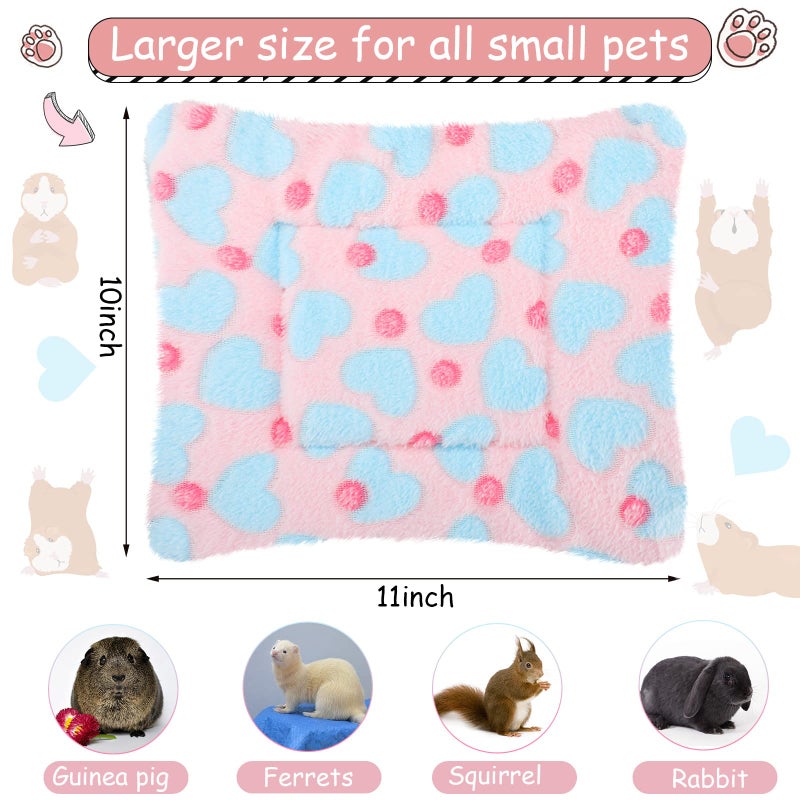 Jetec 3 Pcs Bunny Guinea Pig Beds Soft Bunny Mats Warm Guinea Pig Mat Small Animal Winter Bed Pads Fleece Sleeping Pads for Indoor Rabbit Hamster Squirrel Hedgehog Chinchilla Ferret(Heart) - Image 2