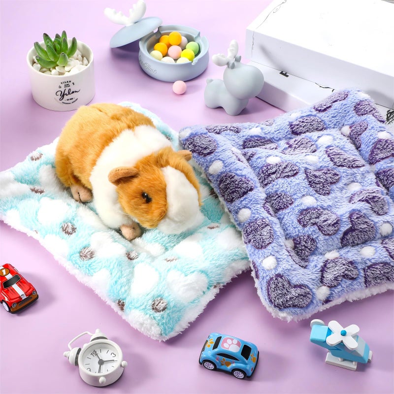 Jetec 3 Pcs Bunny Guinea Pig Beds Soft Bunny Mats Warm Guinea Pig Mat Small Animal Winter Bed Pads Fleece Sleeping Pads for Indoor Rabbit Hamster Squirrel Hedgehog Chinchilla Ferret(Heart) - Image 5