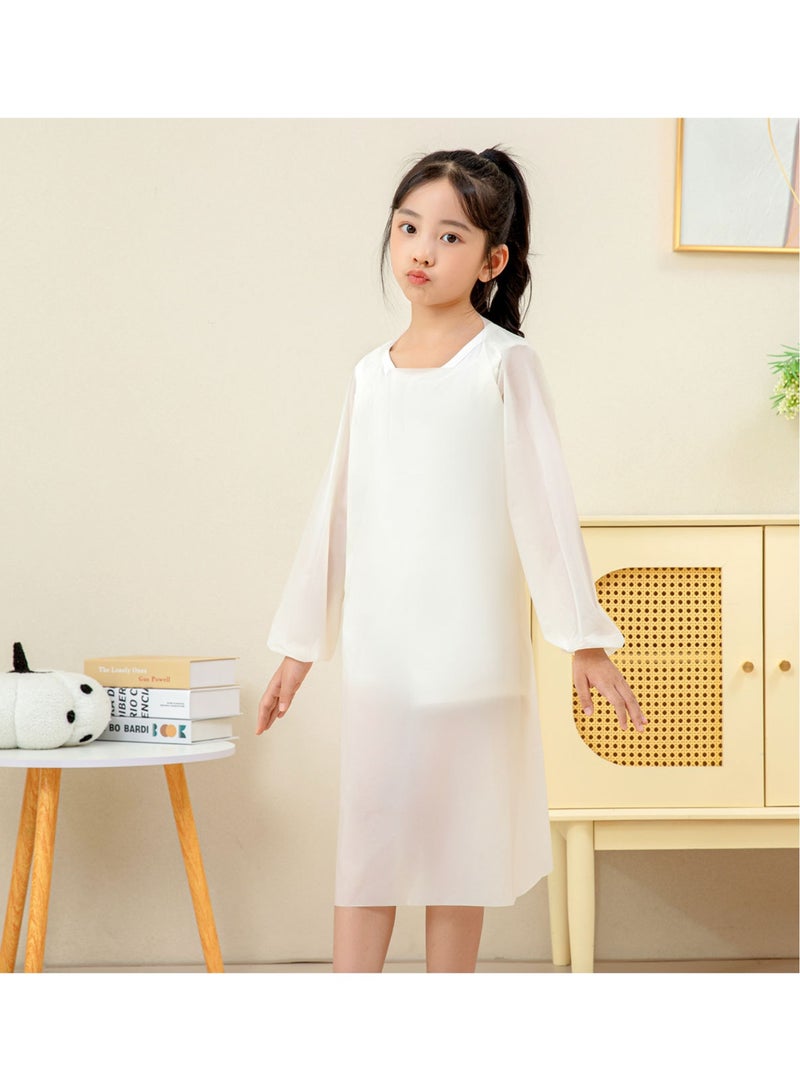 Kids Art Smock, Waterproof Apron for Children, Artist Painting Aprons Smocks with Long Sleeve，White - Image 1