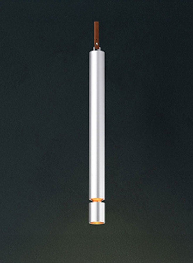 ٍSiera Light A silver hanging tube light with a decorative grooved ring warm light 4 watt P0686 