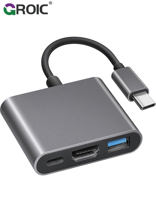GROIC USB C to HDMI Multiport Adapter with Charging Port, HDMI to USB C Hub Adapter for Monitor to Laptop, USB-C to USB Adapter 10Gbps, USB C HDMI Adapter 4K Converter for Mac iPad pro MacBook Chromebook  - Image 1
