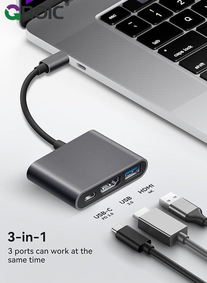 GROIC USB C to HDMI Multiport Adapter with Charging Port, HDMI to USB C Hub Adapter for Monitor to Laptop, USB-C to USB Adapter 10Gbps, USB C HDMI Adapter 4K Converter for Mac iPad pro MacBook Chromebook  - Image 3