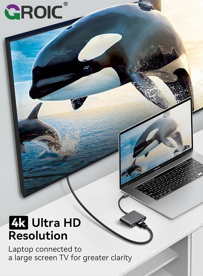 GROIC USB C to HDMI Multiport Adapter with Charging Port, HDMI to USB C Hub Adapter for Monitor to Laptop, USB-C to USB Adapter 10Gbps, USB C HDMI Adapter 4K Converter for Mac iPad pro MacBook Chromebook  - Image 4