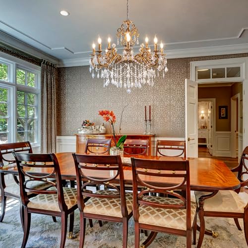 Wellmet Crystal Chandeliers Vintage Antique Bronze Chandelier 12 Lights Candle Pendant Ceiling Light Fixture for Dining Room Living Room Kitchen Bedroom Hallway Entryway Dia 35.9" - Image 3