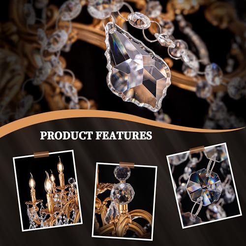 Wellmet Crystal Chandeliers Vintage Antique Bronze Chandelier 12 Lights Candle Pendant Ceiling Light Fixture for Dining Room Living Room Kitchen Bedroom Hallway Entryway Dia 35.9" - Image 5