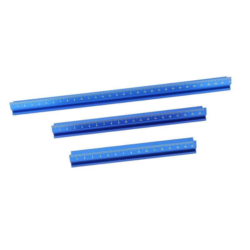 3PCS Woodworking Ruler Set Aluminum Alloy V Shaped Corner Measuring Tool with Engraved Markings - Image 4