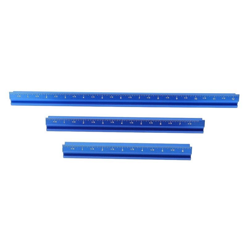 3PCS Woodworking Ruler Set Aluminum Alloy V Shaped Corner Measuring Tool with Engraved Markings - Image 1