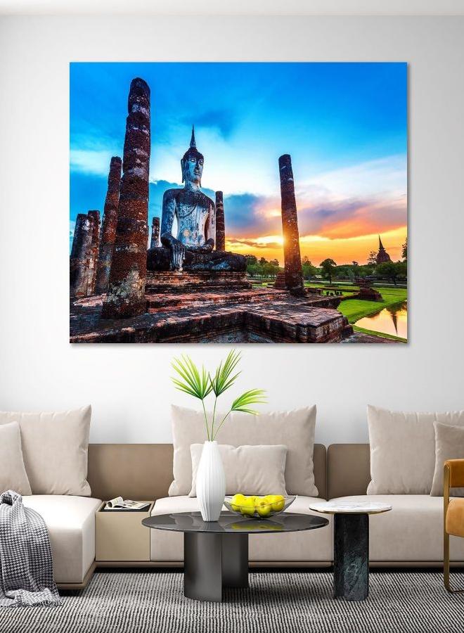 Buddha Statue Popular Art for Home, Wat Mahathat Temple Print Canvas, Sukhothai Historical Park Photo Print, Statue of Buddha Wall Decor