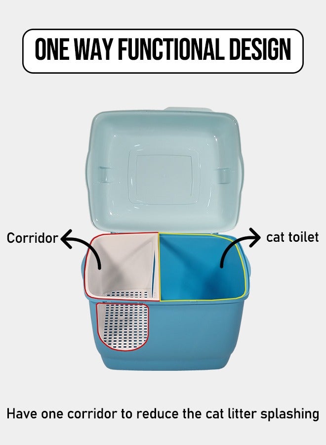 MAJIBAO Large cat toilet with long aisle corridor style cats litter box, Fully enclosed durable cat toilet with litter scoop, Anti-Splashing, Odorless and open cover (Gray) 57 cm Long  - Image 4