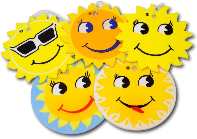 EPOSGEAR 5 Pack Assorted Sun Design Car Air Fresheners - 5 Scent Variety Pack