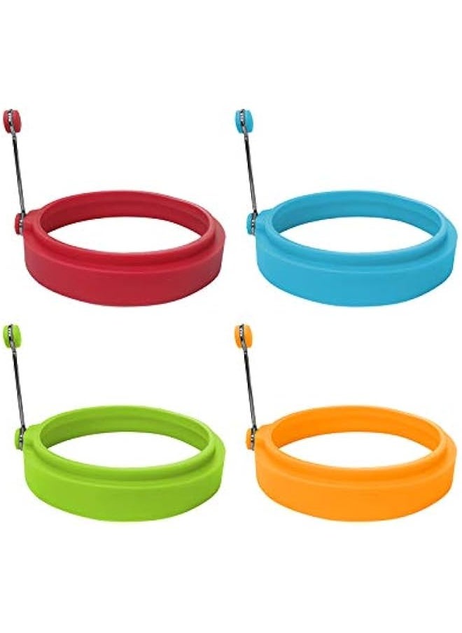 Generic - Food Grade Silicone Egg Rings, Multicolor, Egg Ring Molds for Cooking, Fried Egg Rings(4 Pack, 4 Inches) - Image 1
