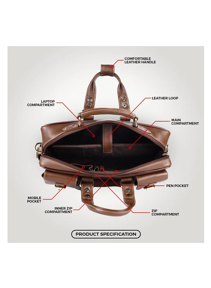 HAMMONDS FLYCATCHER Genuine Leather Brushwood 15.6 inch Premium Laptop Messenger Bag | LB190_MH | 3XY6