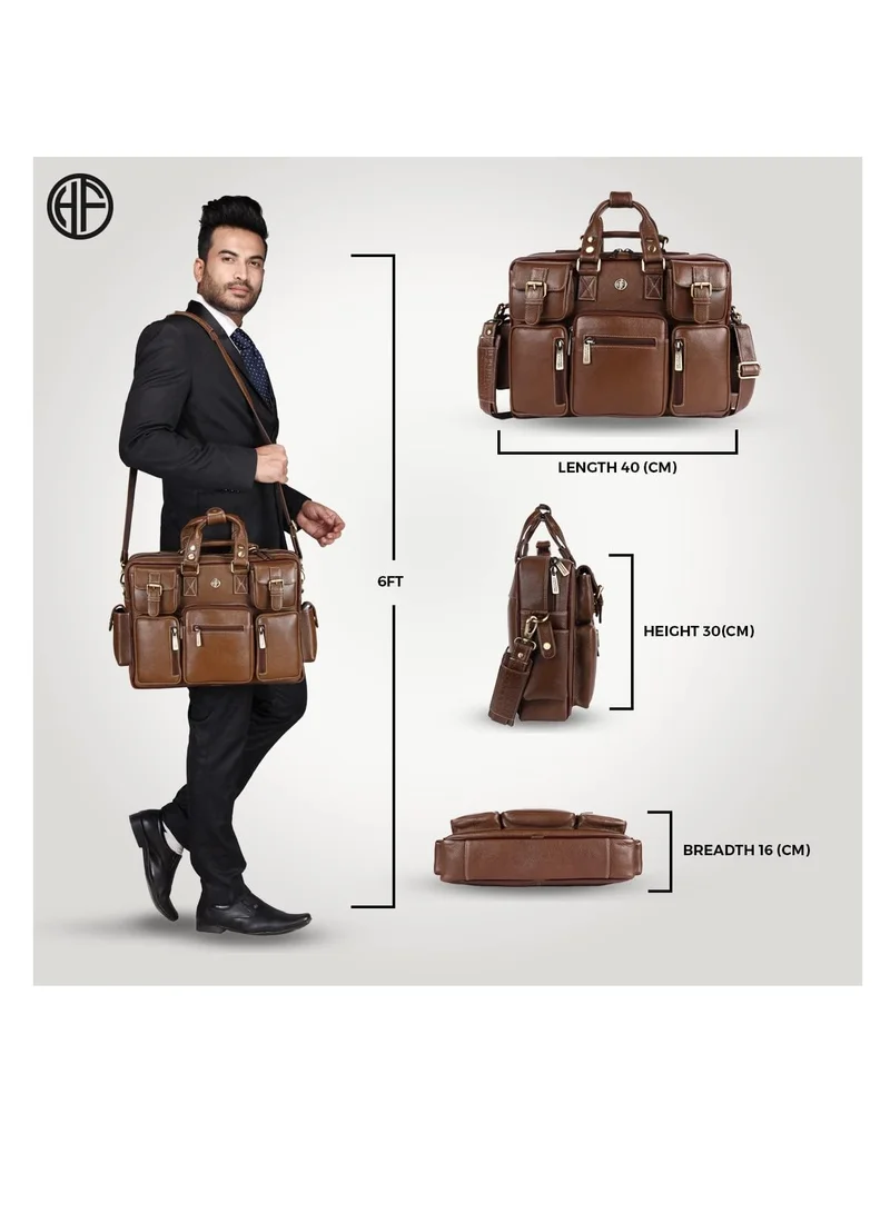 HAMMONDS FLYCATCHER Genuine Leather Brushwood 15.6 inch Premium Laptop Messenger Bag | LB190_MH | 3XY6