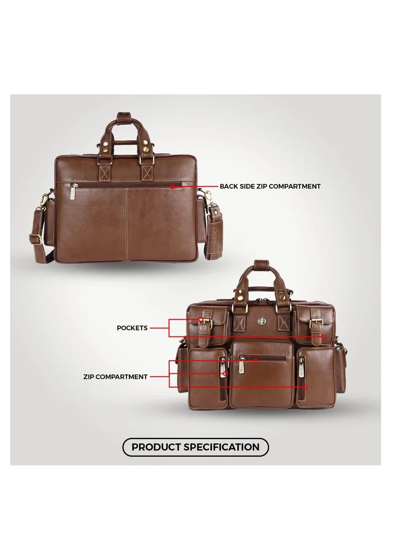 HAMMONDS FLYCATCHER Genuine Leather Brushwood 15.6 inch Premium Laptop Messenger Bag | LB190_MH | 3XY6