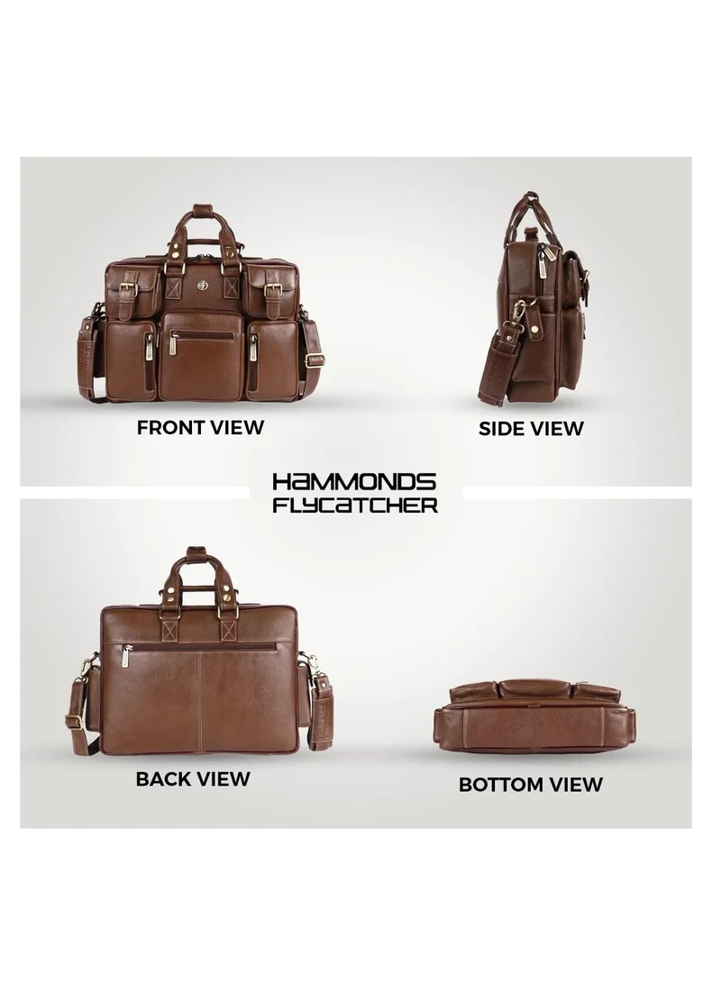 HAMMONDS FLYCATCHER Genuine Leather Brushwood 15.6 inch Premium Laptop Messenger Bag | LB190_MH | 3XY6
