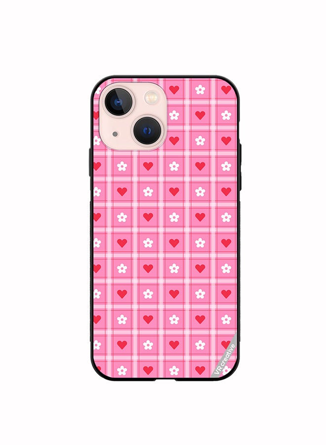 VR CREATIVE Protective Case Cover For Apple iPhone 13 mini Cute Heart Love Daisy Flower Red Pink Design Multicolour - Image 1