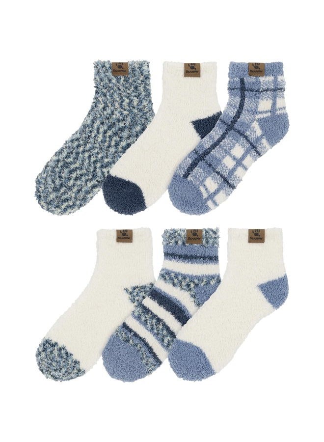 Bearpaw Ladies 6 Pair Pack Cozy Super Soft Warm Lounge Socks Multi Color Patterned Ankle and Low Cut Packs, Faded Denim - Image 5