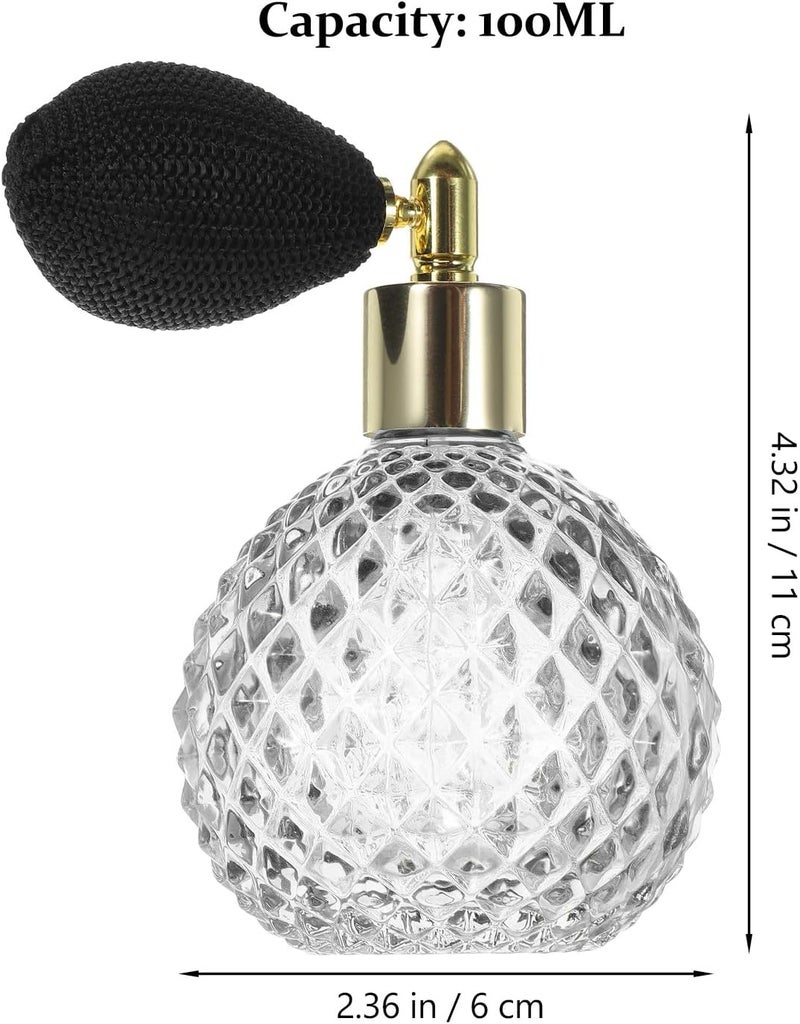 Glass Perfume Storage Bottle 100ml Refillable Gasbag Spray Bottle Vintage Gray with Gold-black Bulb for Travel and Personal Care Use - Image 2