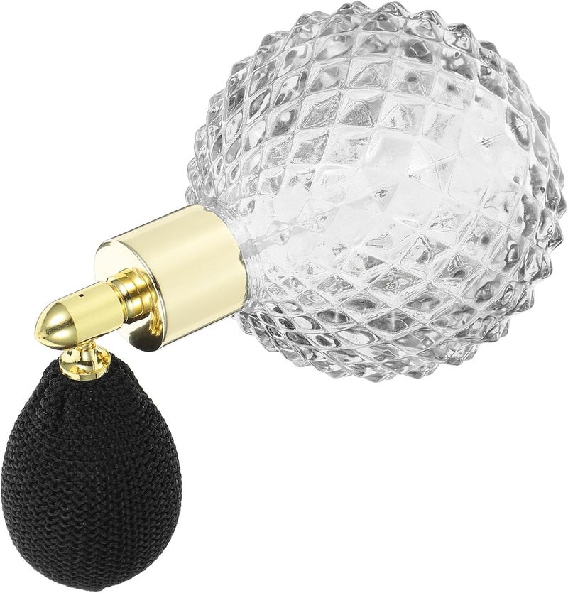Glass Perfume Storage Bottle 100ml Refillable Gasbag Spray Bottle Vintage Gray with Gold-black Bulb for Travel and Personal Care Use - Image 1