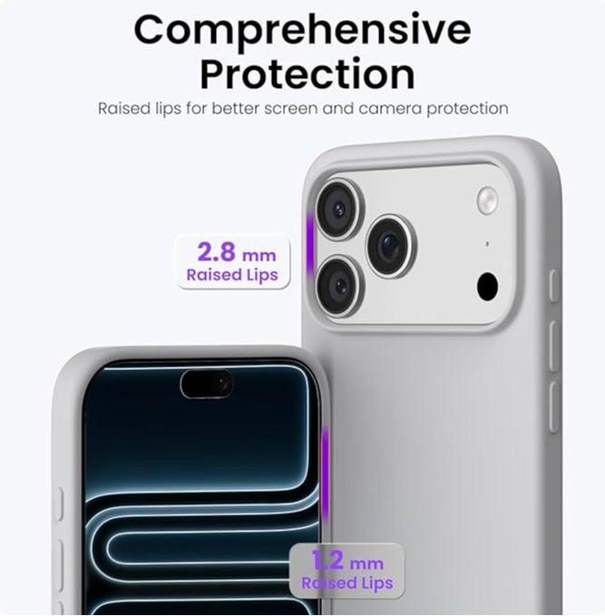 YoYoTech iPhone 17 Pro Max Liquid Silicon Case Slim-Soft Shockproof Protective with Microfiber Lining iPhone 17 Pro Max 6.9-inch 2025 Silicon Case - Silver - Image 3